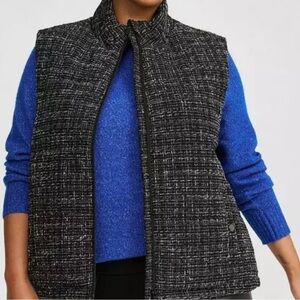 Torrid Black and White Boucle Puffer Vest